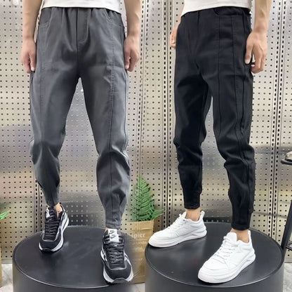 Trousers Slim Gray Joggers Sweatpants for Men Solid Harajuku Fashion Elegant Deals Cool Retro Autumn Winter Y2k Man Sports Pants