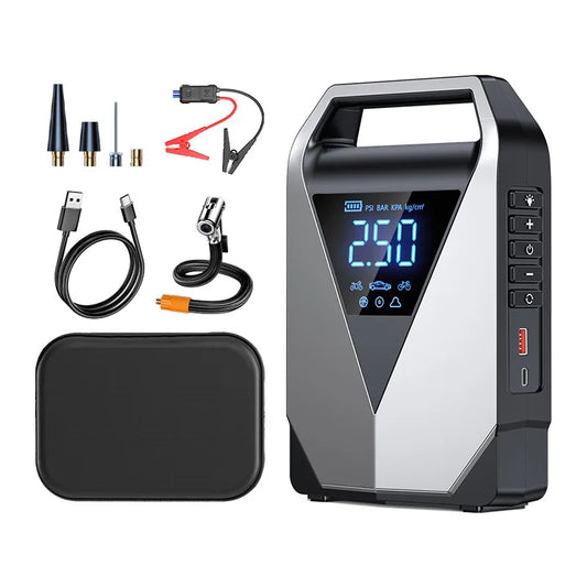 12000mAh High Capacity Multi-Function Car Jump Starter & Air Compressor, Emergency Battery Booster for Gas&Diesel Cars