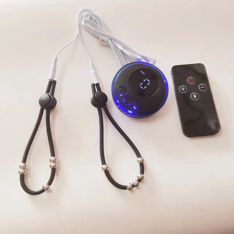 Silicone Cock Rings Male Penis Trainer Massage Male Testis Stimulation Remote Control 8 Modes Electric Shock Adult Toys for Men