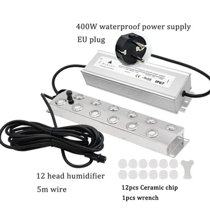 2/4/6/8/10/12 Head Ultrasonic Mist Maker Fogger Stainless Steel Air Humidier Garden/Rockery/Pool Fog Sprayer Generator 220V