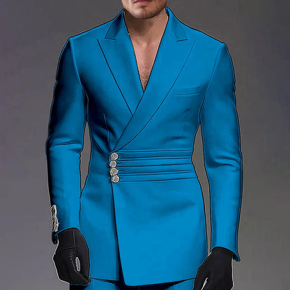 Wedding-ready Slim-fit Men Suit 2 Pieces(Jacket+Pants) Groom Suit Single-breasted Peak-lapel Formal Set for Elegance Custom