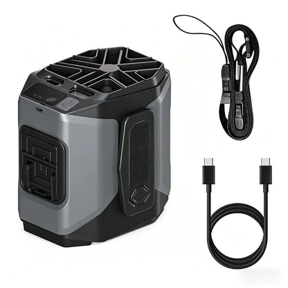 10000mAh Waist Fan with Power Bank 5 Speeds Portable Fan Hands Free Rechargeable Fan Battery Level Display USB Charging Fan