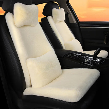 2/3/4pcs Super Soft Fluffy Rabbit Faux Fur Car Seat Cover Winter Plush Warm Thick Home Car Seat Cushion Pad Neck/Waist Pillow