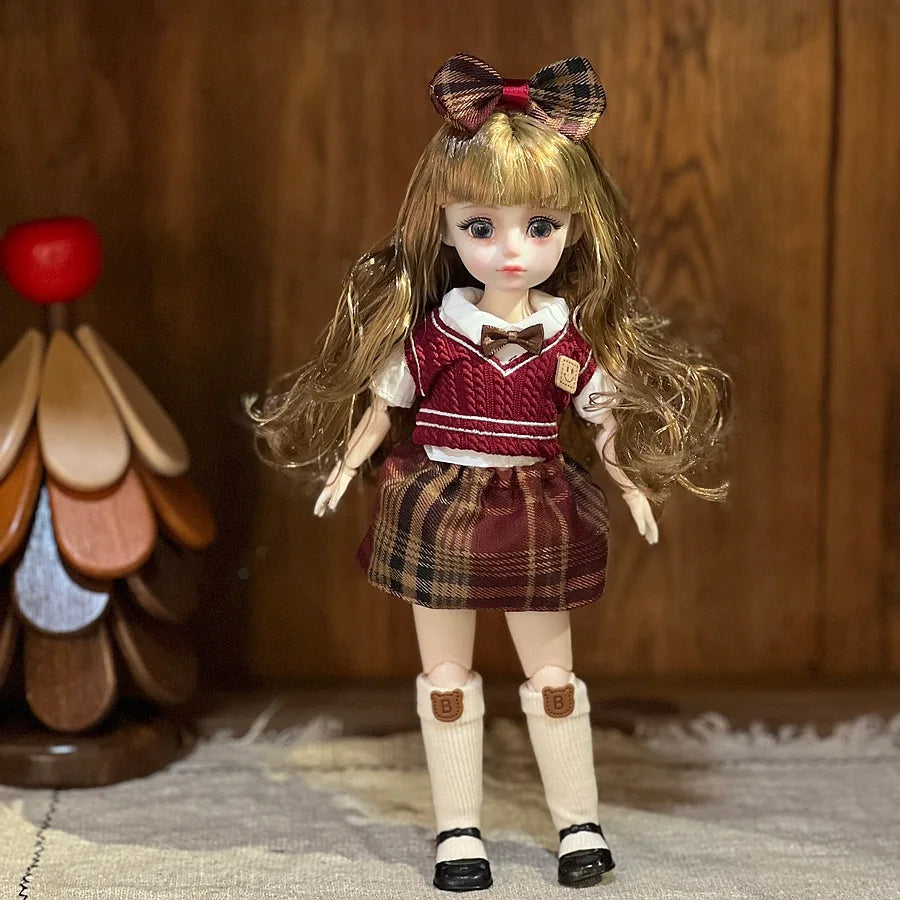 30cm 1/6 Fashion Girls Dress Up Doll Movable 20 Joints Cute Sweet Face Festival Gift with Clothes Shoes BJD Princess Doll Toy