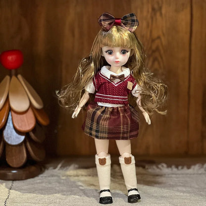 30cm 1/6 Fashion Girls Dress Up Doll Movable 20 Joints Cute Sweet Face Festival Gift with Clothes Shoes BJD Princess Doll Toy