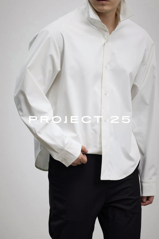 PROJECT 25 Men’s Japanese Solotex® Water-Resistant & Anti-Wrinkle Shirt – Micro-Oversized Cropped Fit, Easy-Care Casual Commuter