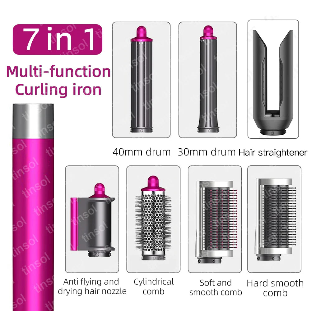 7-in-1 Multi-Function Hair Dryer & Styling Tool Curling Iron Hot Air Curling Brush Curling Barrel Professional Straightener