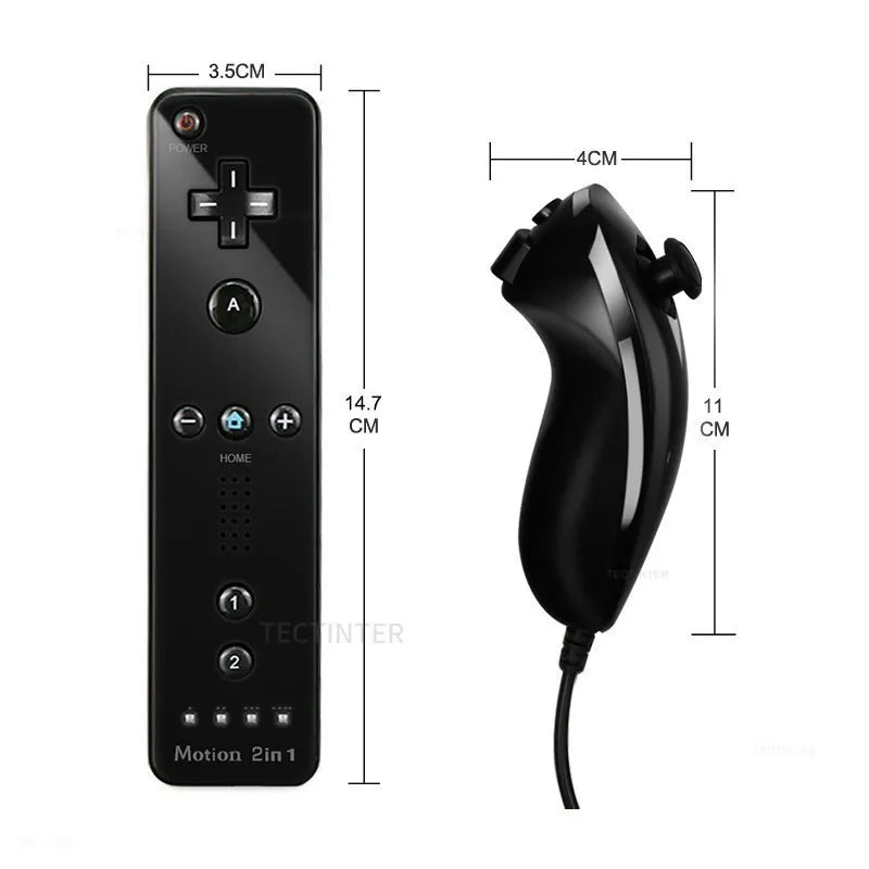 2 in 1 Wireless Bluetooth Remote Controller For Wii Wii U Controle Optional Motion Plus Gamepad Nunchuck Set With Silicone Case