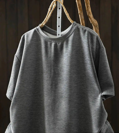 Pink Short-sleeve Women Top 2026 Stylish Summer New Design Pleated Hem Loose T-shirt ZF2158