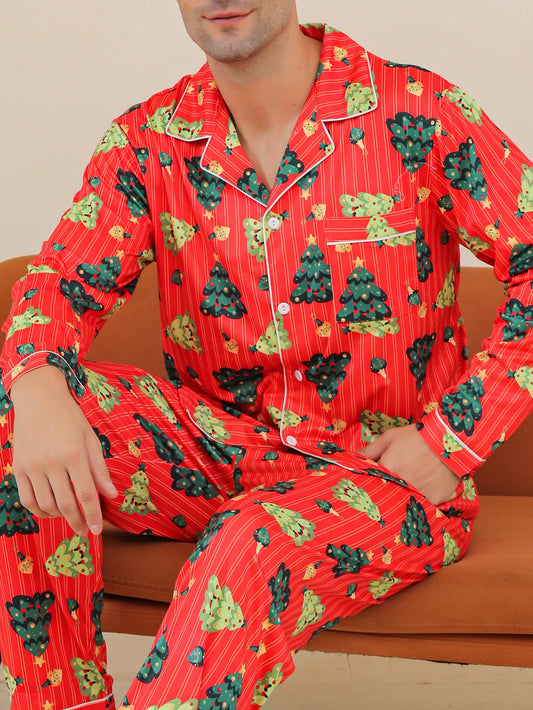 Two piece sets men's pajamas autumn and winter long sleeved pants casual cartoon style sleepwear set