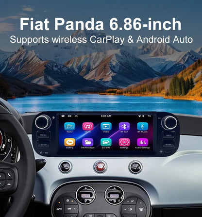 For Fiat Panda 2013-2020  Auto Multimedia Player  6.86" Touch Screen Steering Wheel Control Car GPS Navigation  Bluetooth Call