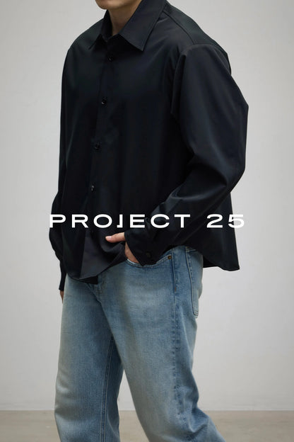 PROJECT 25 Men’s Japanese Solotex® Water-Resistant & Anti-Wrinkle Shirt – Micro-Oversized Cropped Fit, Easy-Care Casual Commuter