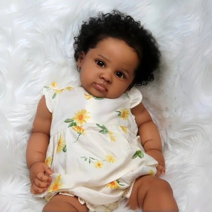 BZDOLL Cloth Body 50 CM 20 INCH  Lifelike Black Skin Reborn Baby Doll Lifelike Play House Bedtime Toy Birthday Gift For Kids