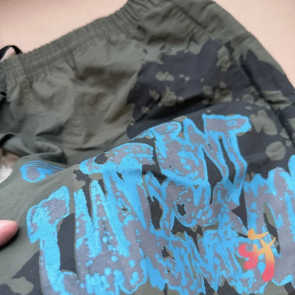 Summer Vintage Street Cactus Jack Shorts Lightning Eagle Print Embroidered Logo Mesh Nylon Elastic Waist Casual Shorts Men Pants