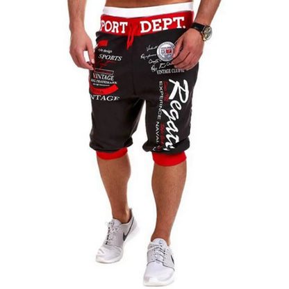 Summer 2022 Men's Sport Sweatpants Harem Hip Hop Jogging Letter Printed Rope Drawstring Leg Casual Leg Capri Pants 4 Color M-XXL