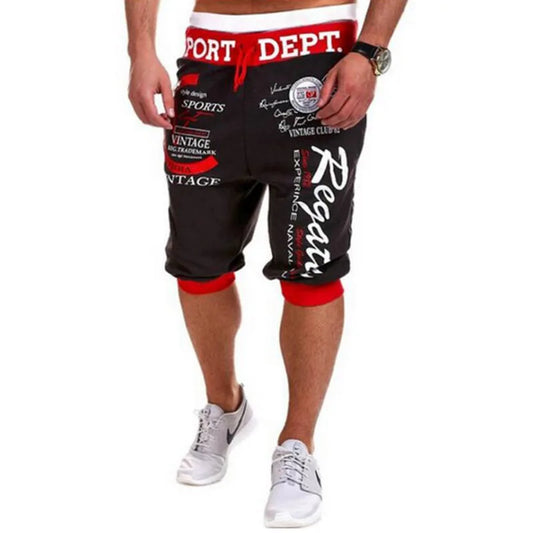 Summer 2022 Men's Sport Sweatpants Harem Hip Hop Jogging Letter Printed Rope Drawstring Leg Casual Leg Capri Pants 4 Color M-XXL