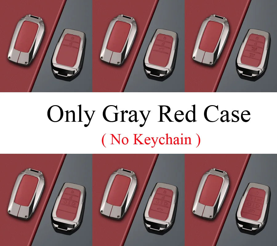 Zinc Alloy + PU Leather Car Key Case Cover For 2019-2025 Land Cruiser Highlander Camry Sienna Venza Hilux Fortuner Corolla Prius