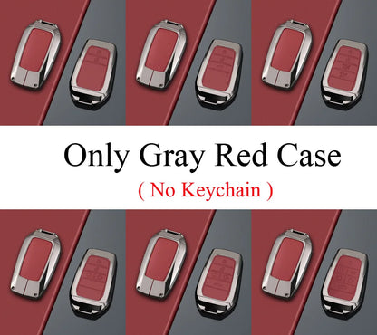 Zinc Alloy + PU Leather Car Key Case Cover For 2019-2025 Land Cruiser Highlander Camry Sienna Venza Hilux Fortuner Corolla Prius