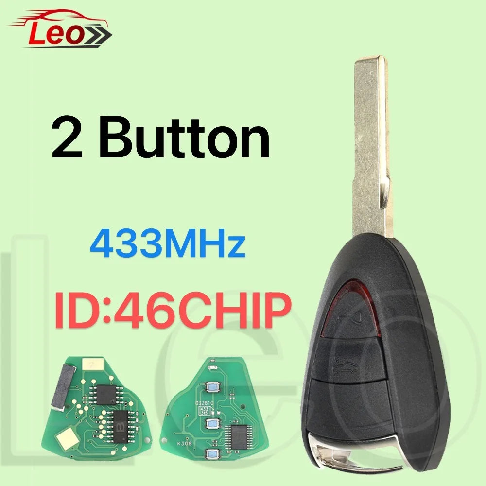 Leo FCC ID:LXP-VIM244 For Porsche Carrera Cayman 911 987 996 997 Boxster S 2S 4S Turbo Targa Car Remote Key 315/433MHz ID:46CHIP