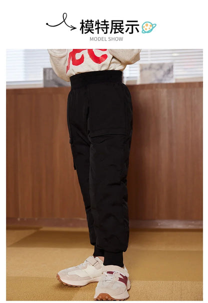 90% White Duck Down Kids Pants 2024 Winter Boys and Girls Thick Padded Trousers Children Warm Thermal Wind-Proof Sweatpants