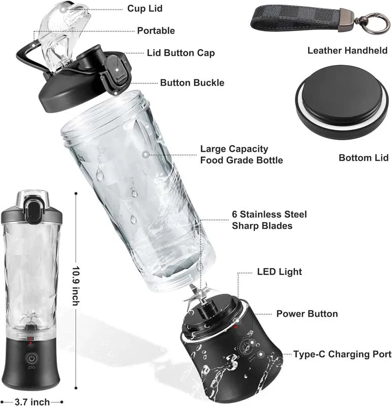 Ship Portable Blender Personal Electric Juicer with Lid Water Bottle Powder Fruit Shaker Bottle Ice Usb Juicer Cup