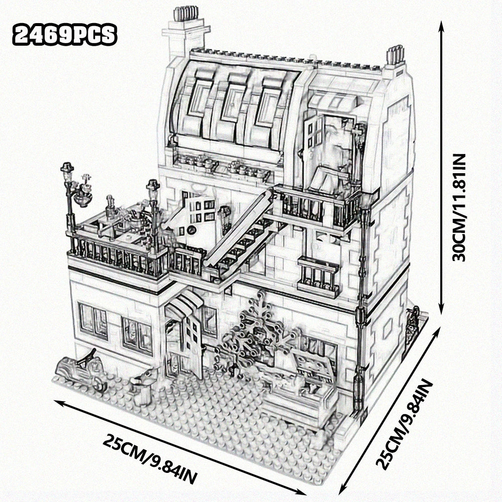 Creative Expert Bank Cafe Corner MOC Building Blocks City Model Bricks Dinner Bookstore Assembly Set Street View Toy Gifts Decor