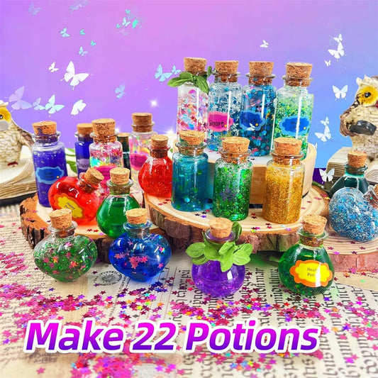 DIY Fairy Magical Potions Kit for Kids Potion Making Set Fairy Potion Bottles Craft Toy Science Set Magic Kits(22pcs）