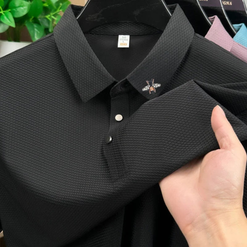 Luxury Men Short-Sleeved Polo Shirt Lapel Button Slit Hem Embroidery Designer Edition Korean-Style Leisure Fashion Men'sClothing