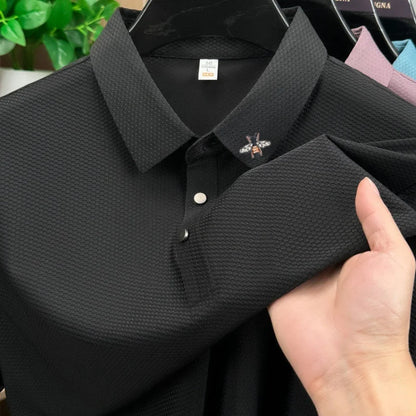 Luxury Men Short-Sleeved Polo Shirt Lapel Button Slit Hem Embroidery Designer Edition Korean-Style Leisure Fashion Men'sClothing