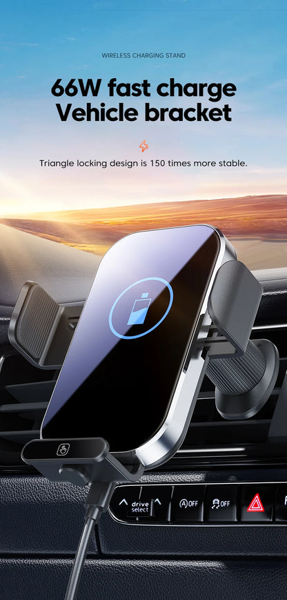 Universal Car Wireless Charging Mobile Phone Holder Air Outlet Mount Transparent Vehicle Navigation Bracket for Smartphones