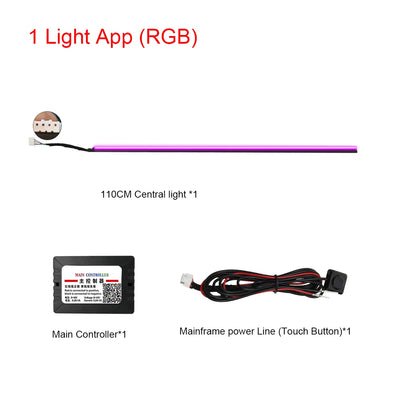 22in1 Symphony Car Ambient Light RGB 213 Color Universal Car Accessories Interior LED Lights Strip Acrylic Backlight Guide Light