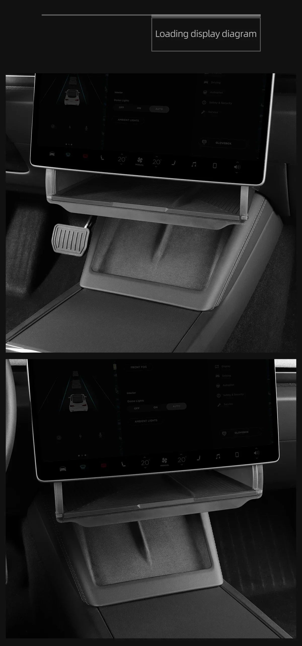 For Tesla Model Y Juniper 2025 Accessories Under-Screen Storage Organizer Box Center Console Screen Protect Trim Charge Pad Mat