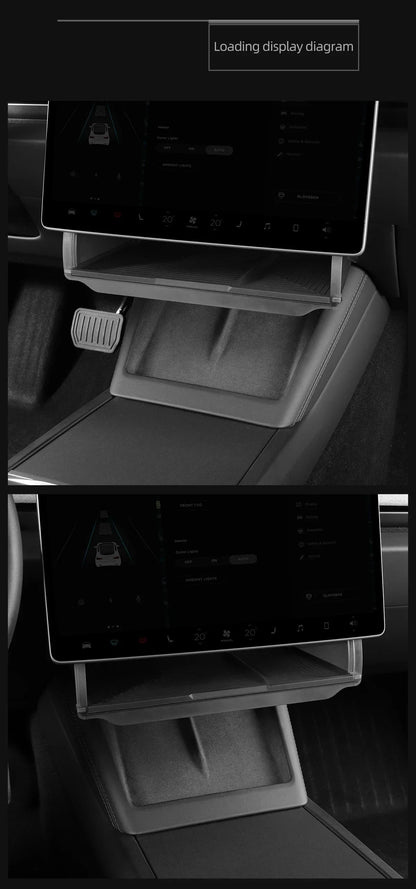 For Tesla Model Y Juniper 2025 Accessories Under-Screen Storage Organizer Box Center Console Screen Protect Trim Charge Pad Mat