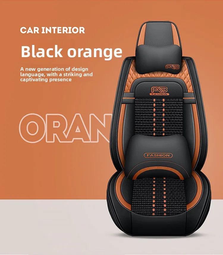 Universal Auto Split Seat Car Full Seat Cover Breathable Ice Silk Nappa Leather Car SUV Cushion Full Seats Cover Protection