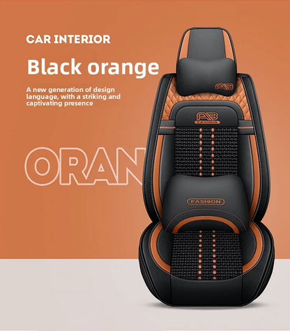 Universal Auto Split Seat Car Full Seat Cover Breathable Ice Silk Nappa Leather Car SUV Cushion Full Seats Cover Protection