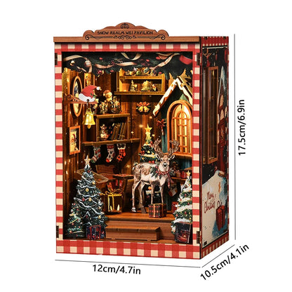 DIY Wooden Miniature Model Kits Enchanted Christmas Cottage 3D Puzzle Dollhouse With Furniture for Friends Birthday Gifts