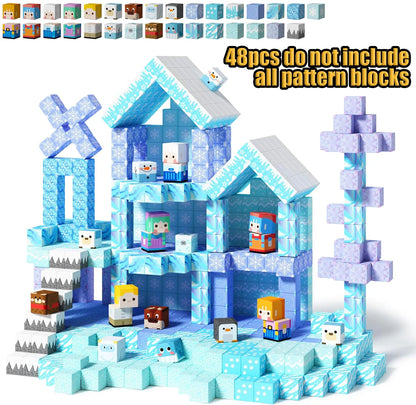 Magnetic Building Blocks New Mine World Magnetic Snow Ice Castle Construction Brick Cube STEM Boy Girl Children Toy Set Gift