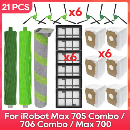 Fit For ( iRobot Romba Max 705 Combo / 706 Combo / Max 700 Series Combo ) Main Side Brush, Filter, Roller Mop, Dust Bag Part