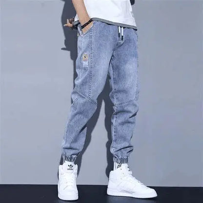 Casual Harajuku Style Men's Jeans Spring Autumn Loose Nine Points Workwear Trousers Loose Cuff Youth Fashion Low Waist Jeans