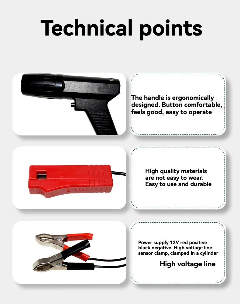 High-brightness timing gun, engine ignition timing light, automotive and motorcycle repair tools, durable handle, precise adjust