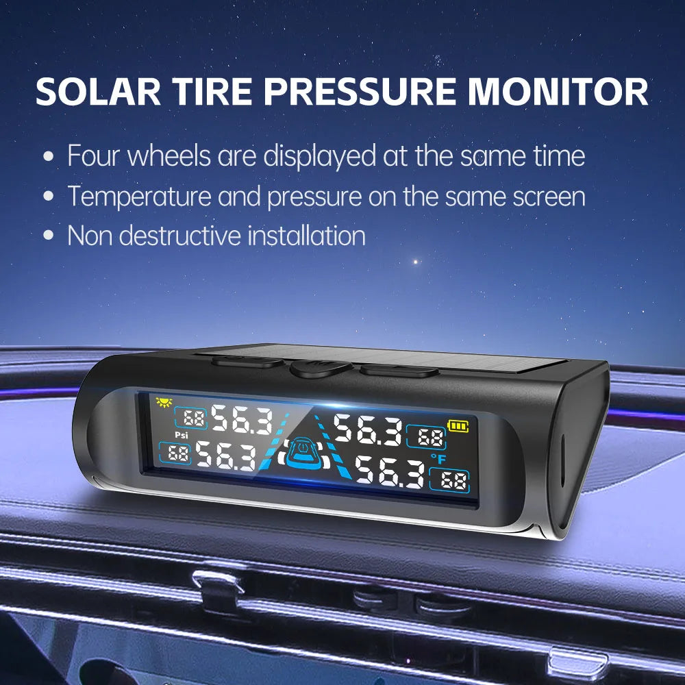 Car Security Alarm Systems Tire Pressure Monitoring Auto Accessories 4 Exteral Universal Solar TPMS Tyre Temperature Monitor