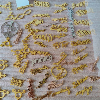 Personalized Name Pendant Letter Logo Stainless Steel Stitch Nameplate DIY Decorative Sign Plate Wholesale