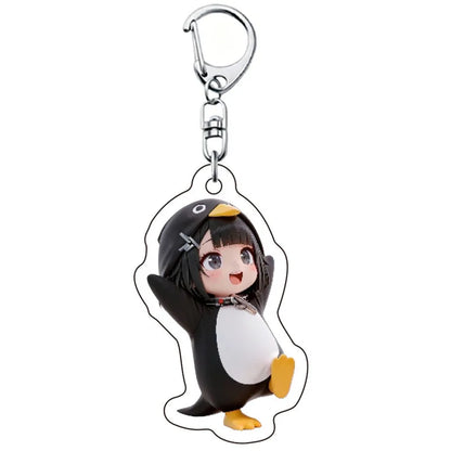 Gugugaga Penguin Keychains Anti-stress Keycap Keychains Cute Penguin Girl Keyrings Bag Charms Gifts 키캡
