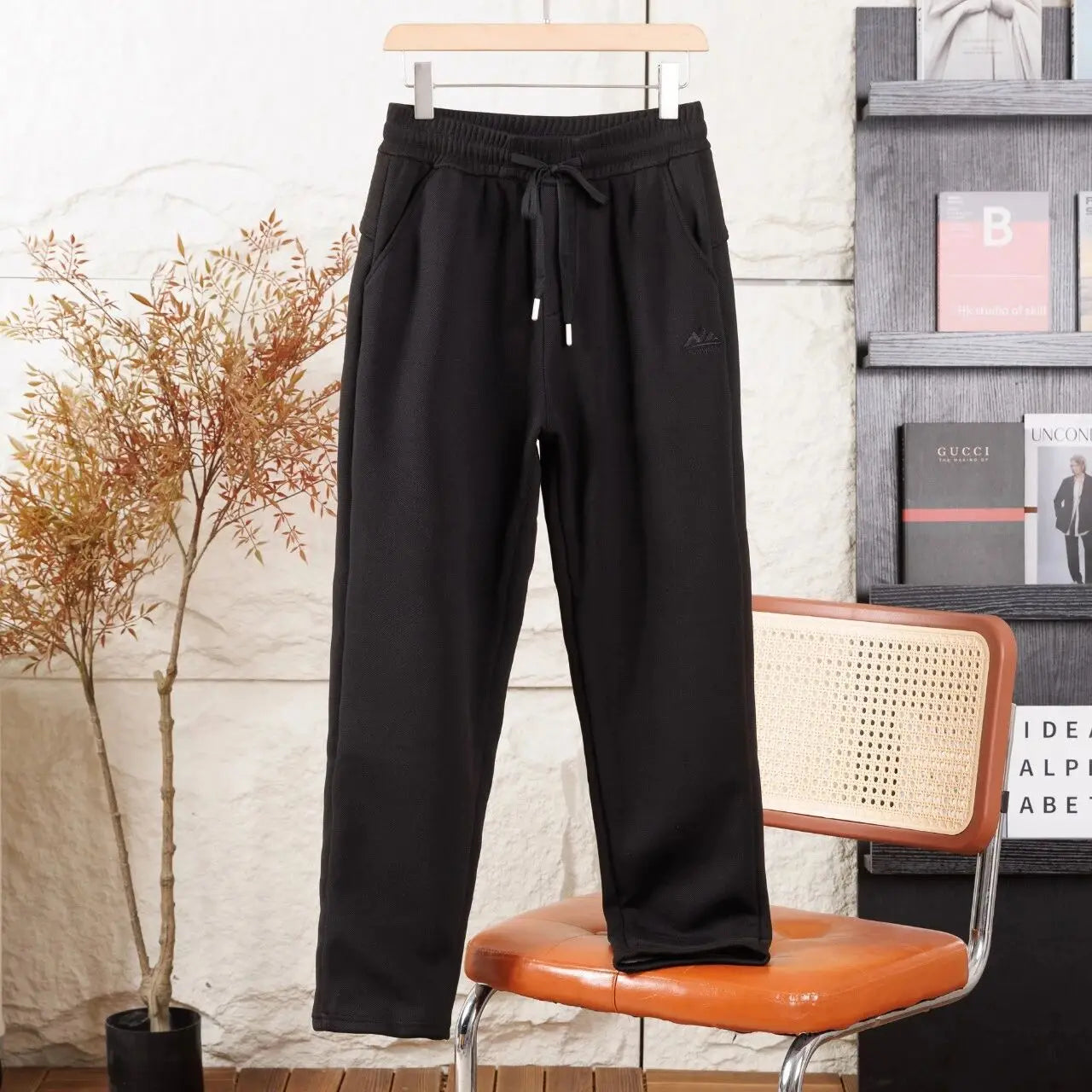 Winter Outdoor Men's Casual Pants Duck down Filling Warm Stylish Straight Leg Long Trousers Polyester Fiber Youth Fashion