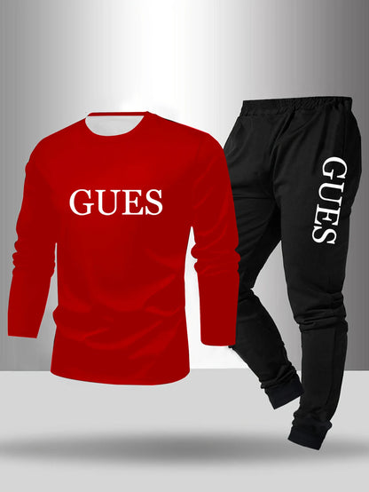 2-piece men's sleepwear set for spring summer autumn winter long sleeved pants letter patterned base shirt home wear set