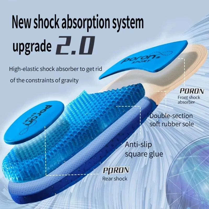 New Comfortable Arch Support Shoe Pads Elastic Sports Insoles Men's Shock Absorbing Breathable Insole 1Pair/2Pair