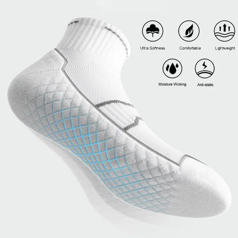 4 Pairs Pro Performance Sport Socks – Breathable, Cushioned, Anti-Slip for Running & Training
