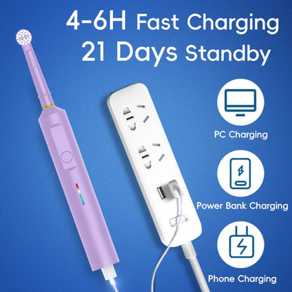 Rechargeable Electric Powered Toothbrush with 3 Modes, Travel Case & Smart Timer, Compatible with Oral B Pro Series Brush Heads