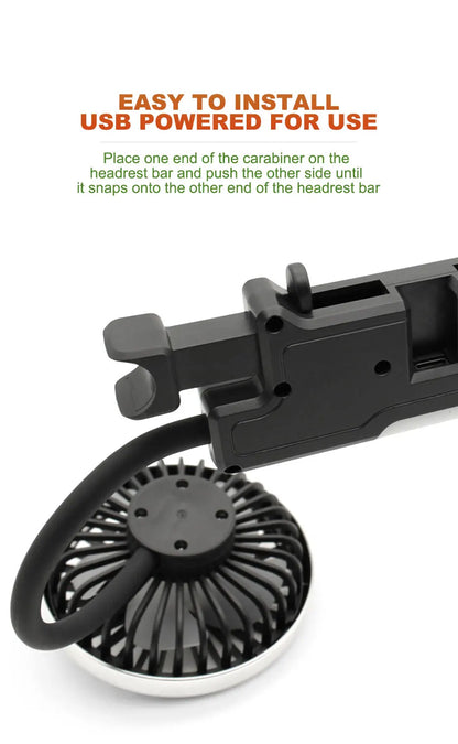 SEAMETAL Dual Head Car USB Fan Cooling Air Fan 3-Speed 360 Degree Adjustable Auto Headrest Fan for Summe Car Accessories