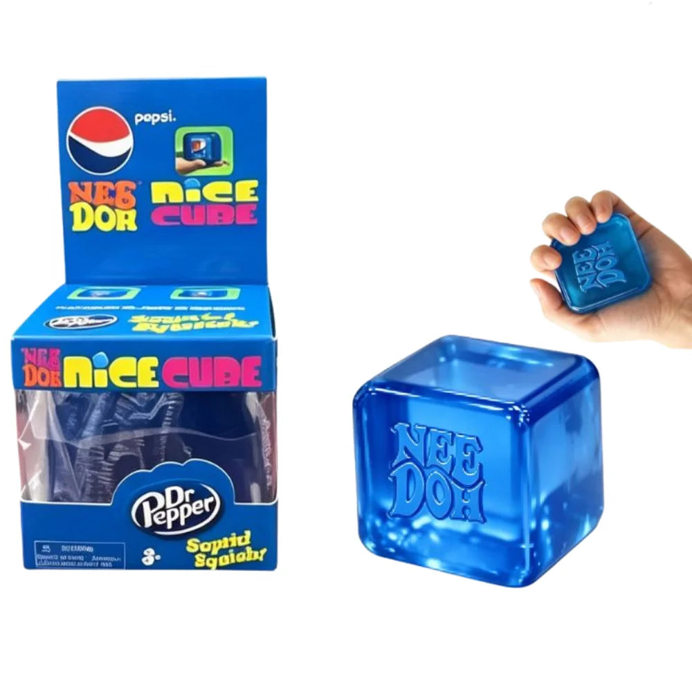 Schylling Nee Doh Jellyfish & Cube Squish Toy, Soft Jelly Squeeze Stress Relief Fidget Toy, Sensory NeeDoh for Kids & Adults
